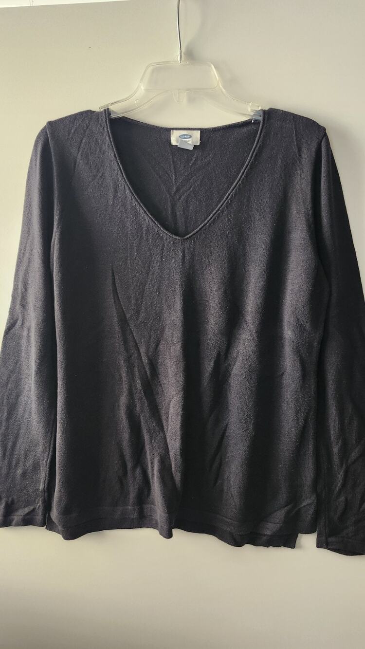 Women's Old Navy V Neck Pullover Sweater Black M #298